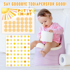 FYSUIMU Boho Sun potty chart on wall enhances visibility in bathrooms.