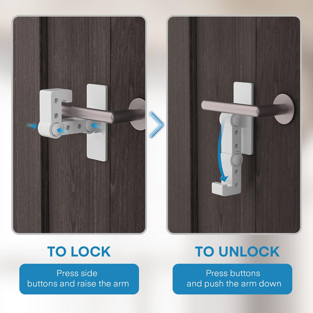 FYY door lever lock adhesive application demonstrates no-drill installation with 3M tape