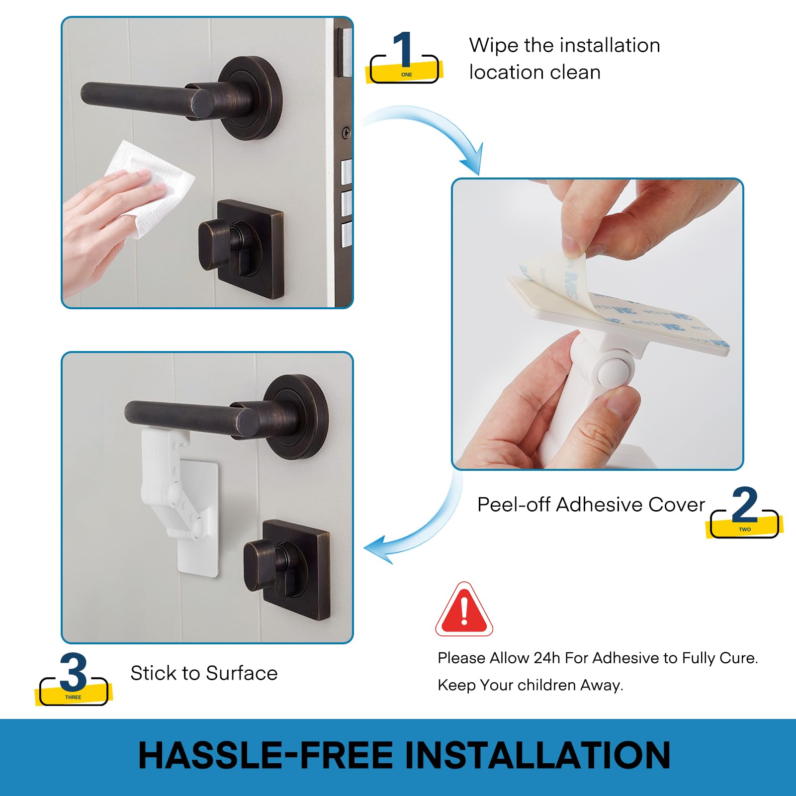 FYY door lever lock on door in use demonstrates adjustable fit for different handles