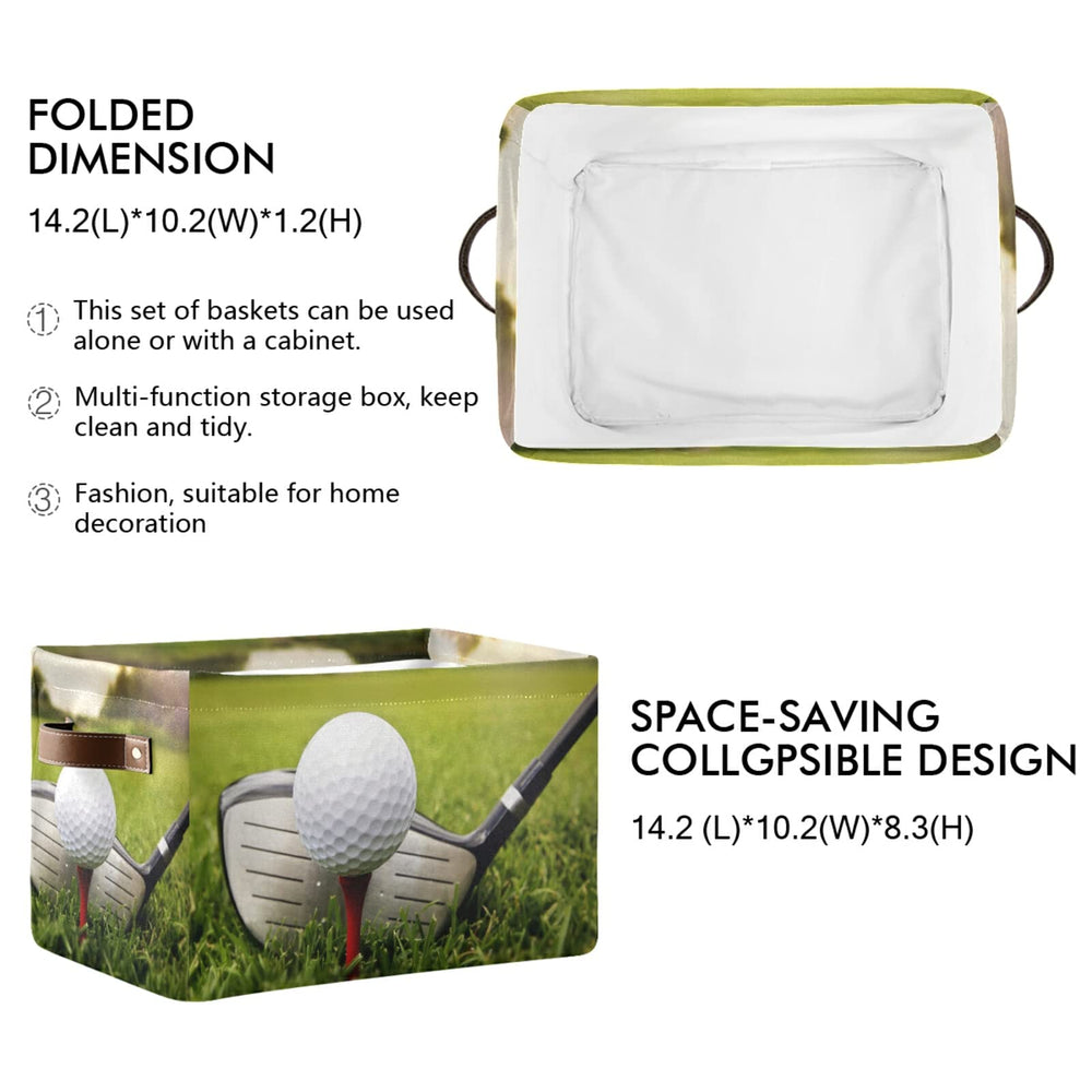 FZDXZJJ golf storage bin with PU leather handles for easy grip