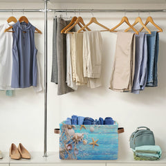 FZDXZJJ starfish storage basket with handles for easy pulling from closet.