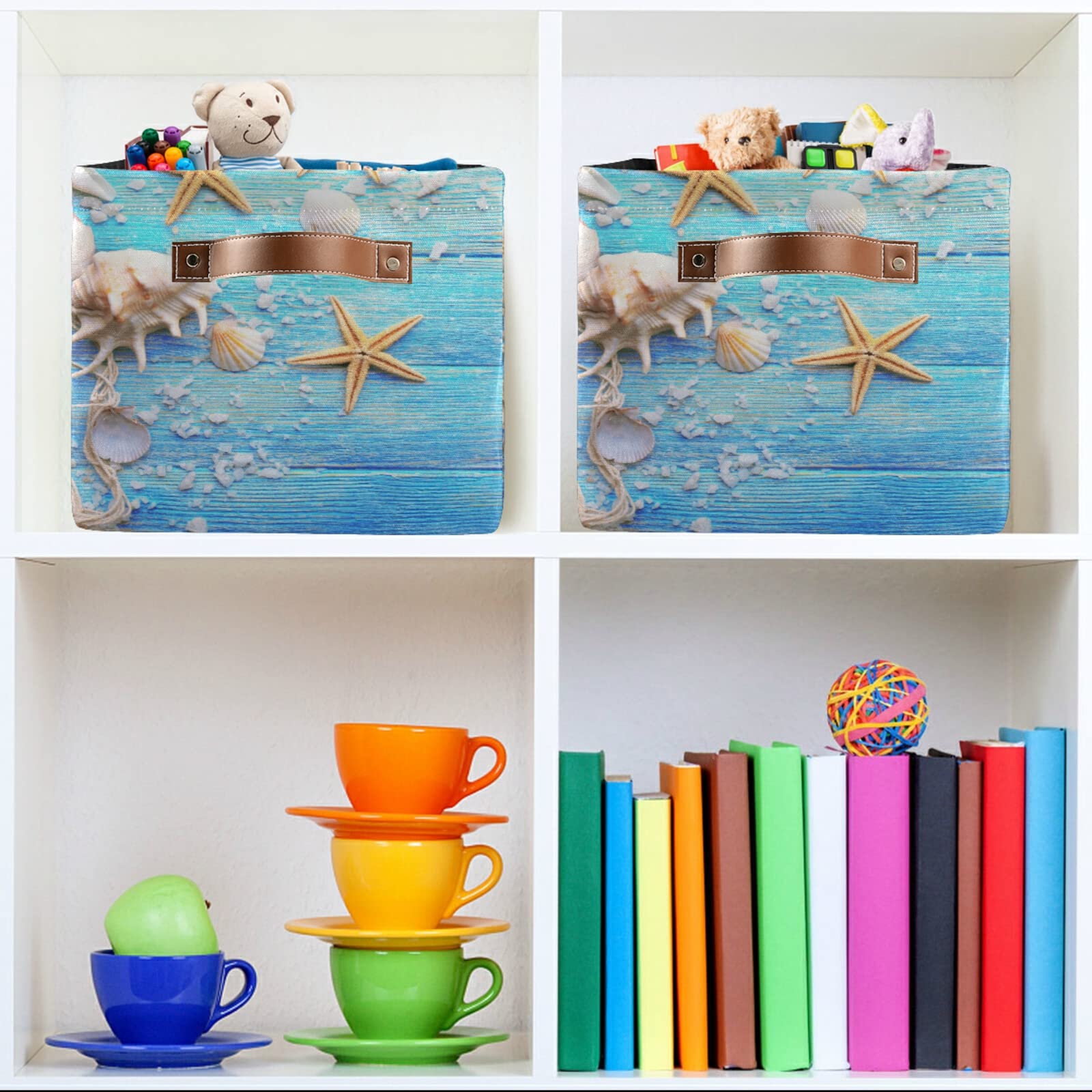 FZDXZJJ starfish storage basket in living room doubles as a decorative organizer.
