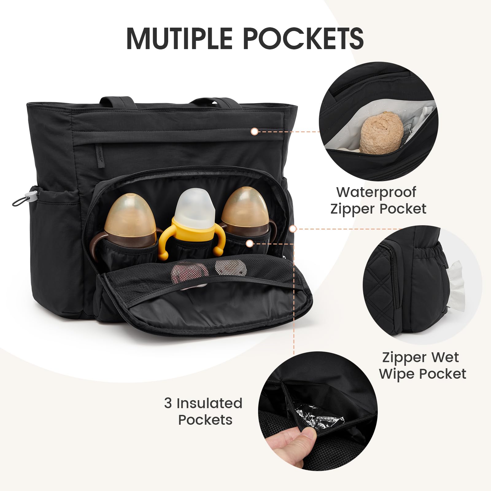 G4Free front pocket with insulated bottle holders keeps drinks handy