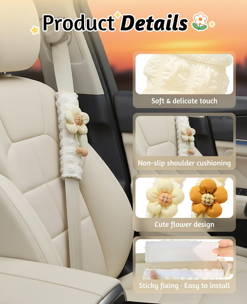 Gaahkai 4pack pink seatbelt covers packaging highlighting easy installation and use.