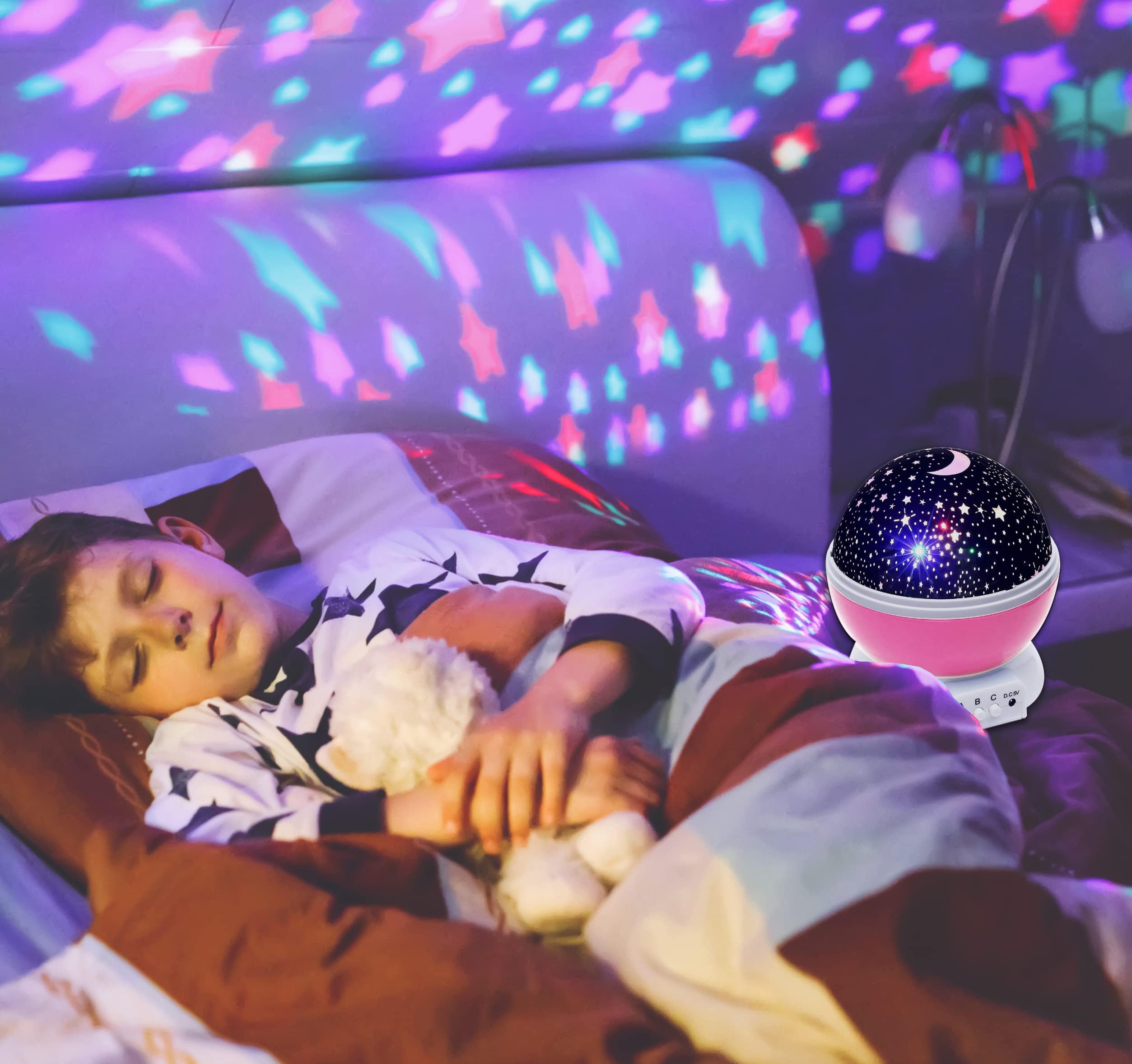 Gabba Goods Starry Night Projector uses four LED bulbs for bright, vivid color