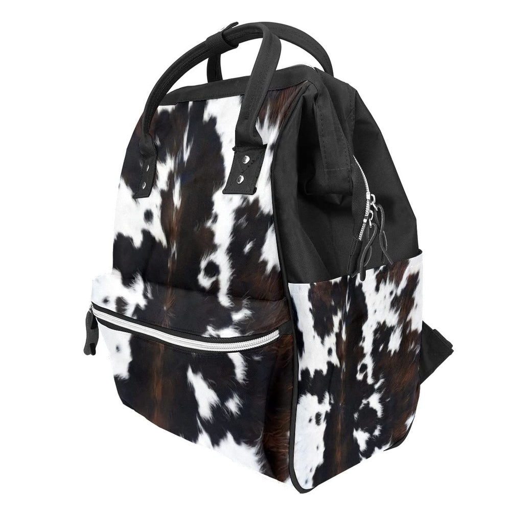 GACTIVITY cowprint front zip pocket for quick access to diapers and wipes.