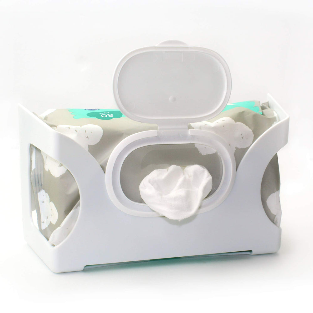 Gadjit baby wet wipes wall dispenser mounted for quick on-wall access.