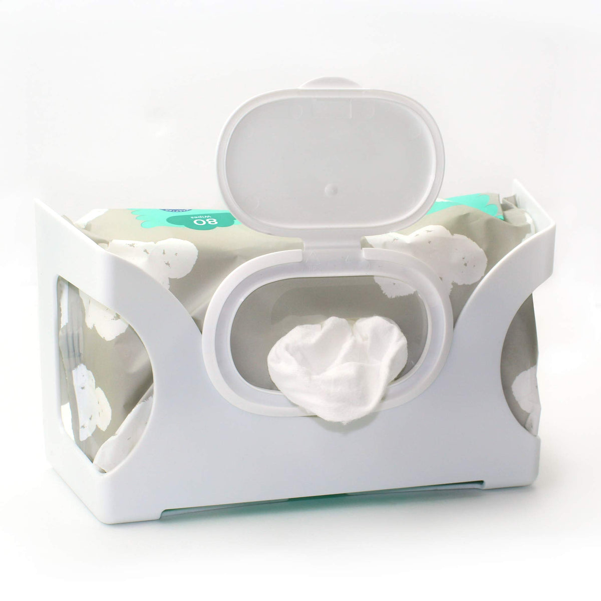 Gadjit baby wet wipes wall dispenser mounted for quick on-wall access.