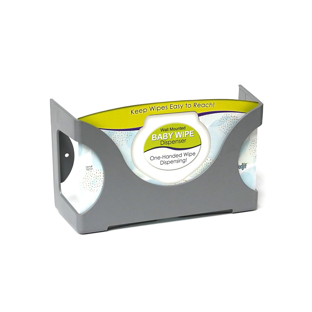 Gadjit baby wipes wall dispenser front view for easy reach