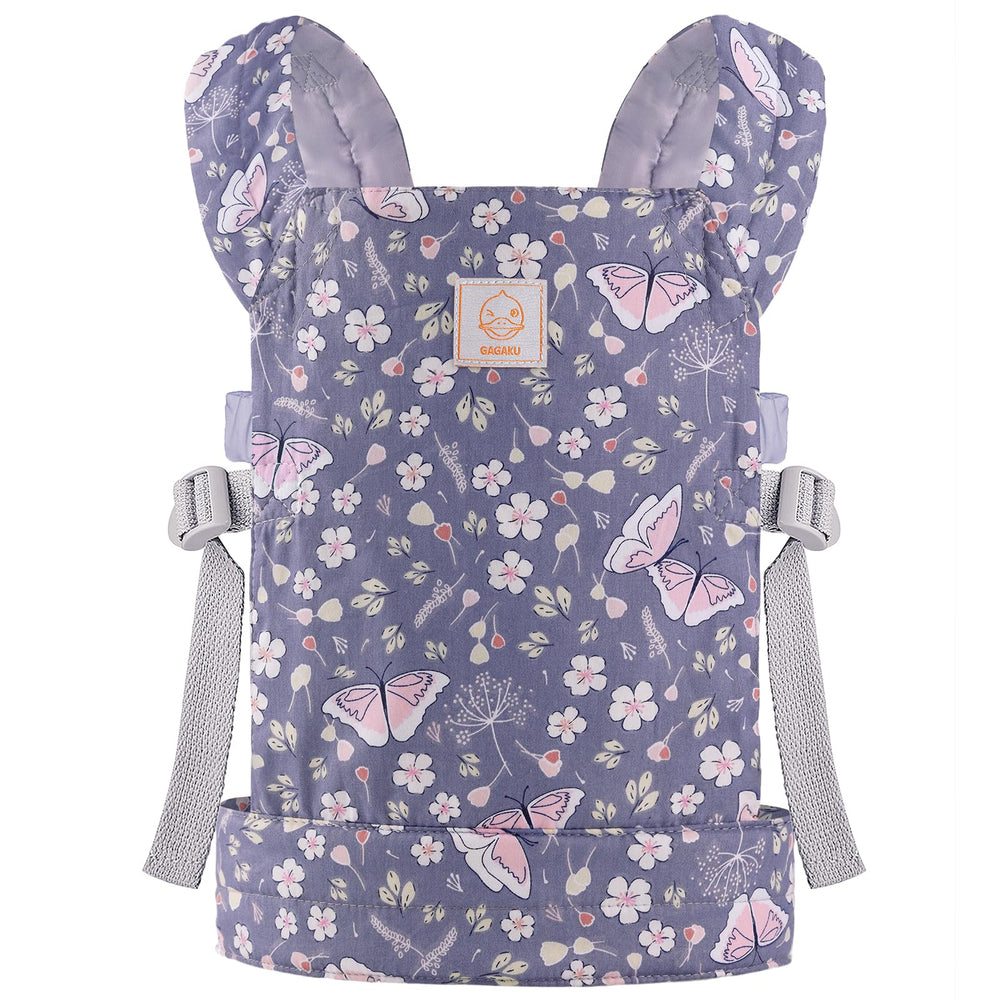 GAGAKU baby doll carrier blue butterfly offers cozy wear for 22-inch dolls