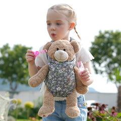 GAGAKU baby doll carrier gray leaf back carry view for doll play