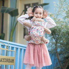 GAGAKU doll carrier pink plum view highlighting non-slip chest strap for secure play