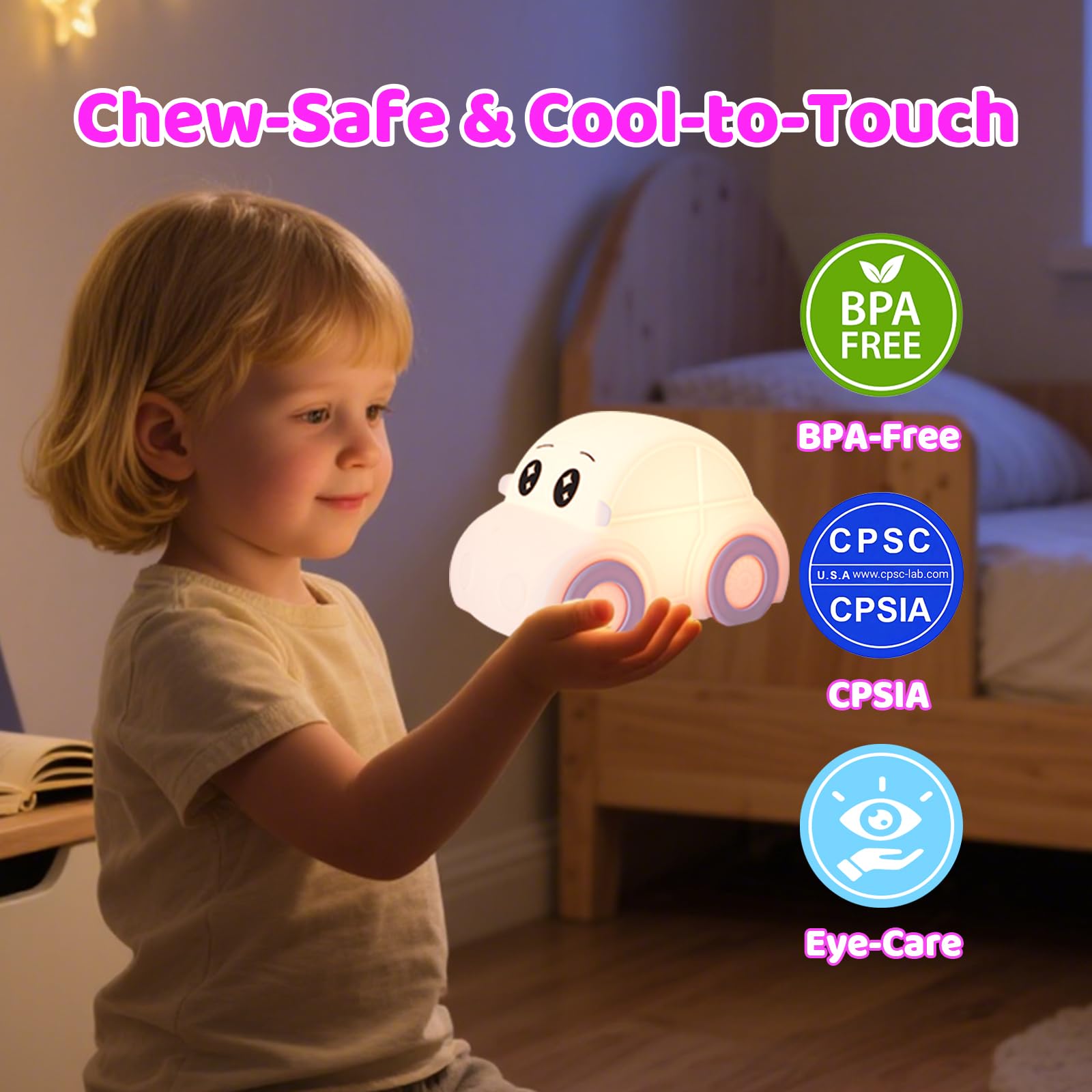 GAGBC portable night light fits a stroller or diaper bag for travel.