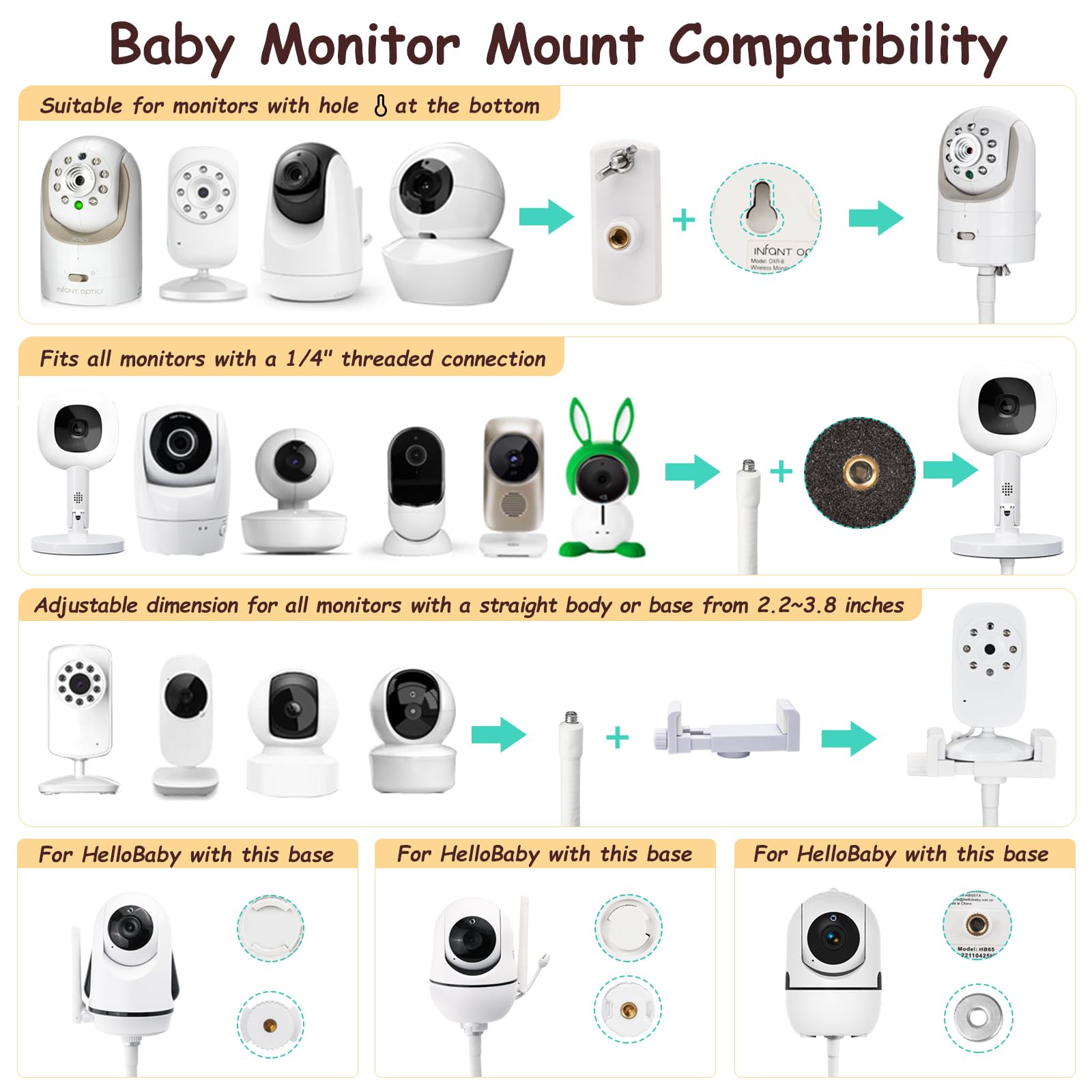 GAHOGA floor stand adjustable height supports precise alignment for different rooms and crib distances.