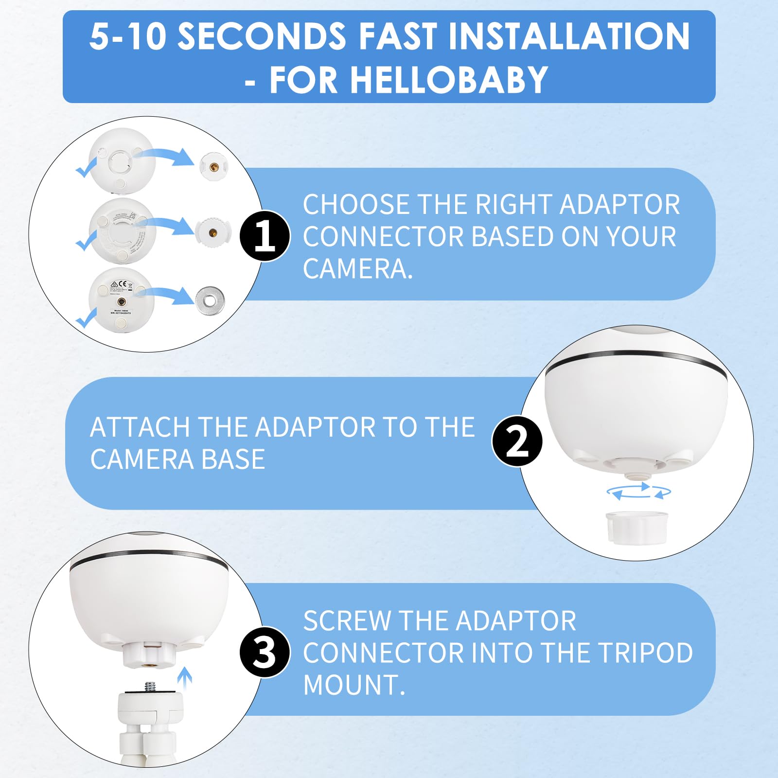 GAHOGA universal compatibility for HelloBaby and ANMEATE monitors broadens setup options.