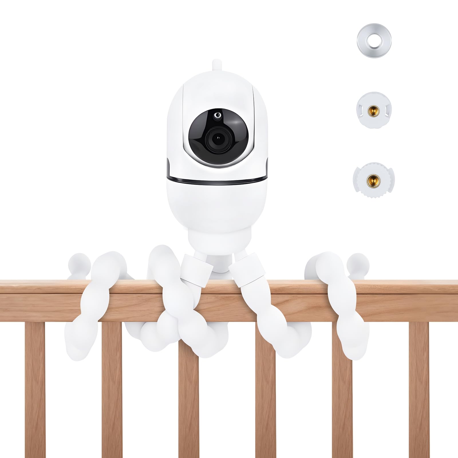 GAHOGA upgraded mount circled around crib rail for snug, adjustable baby monitor placement.