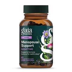 Gaia Herbs Nighttime Comfort bottle-front label highlighting herbal blend for evening relaxation