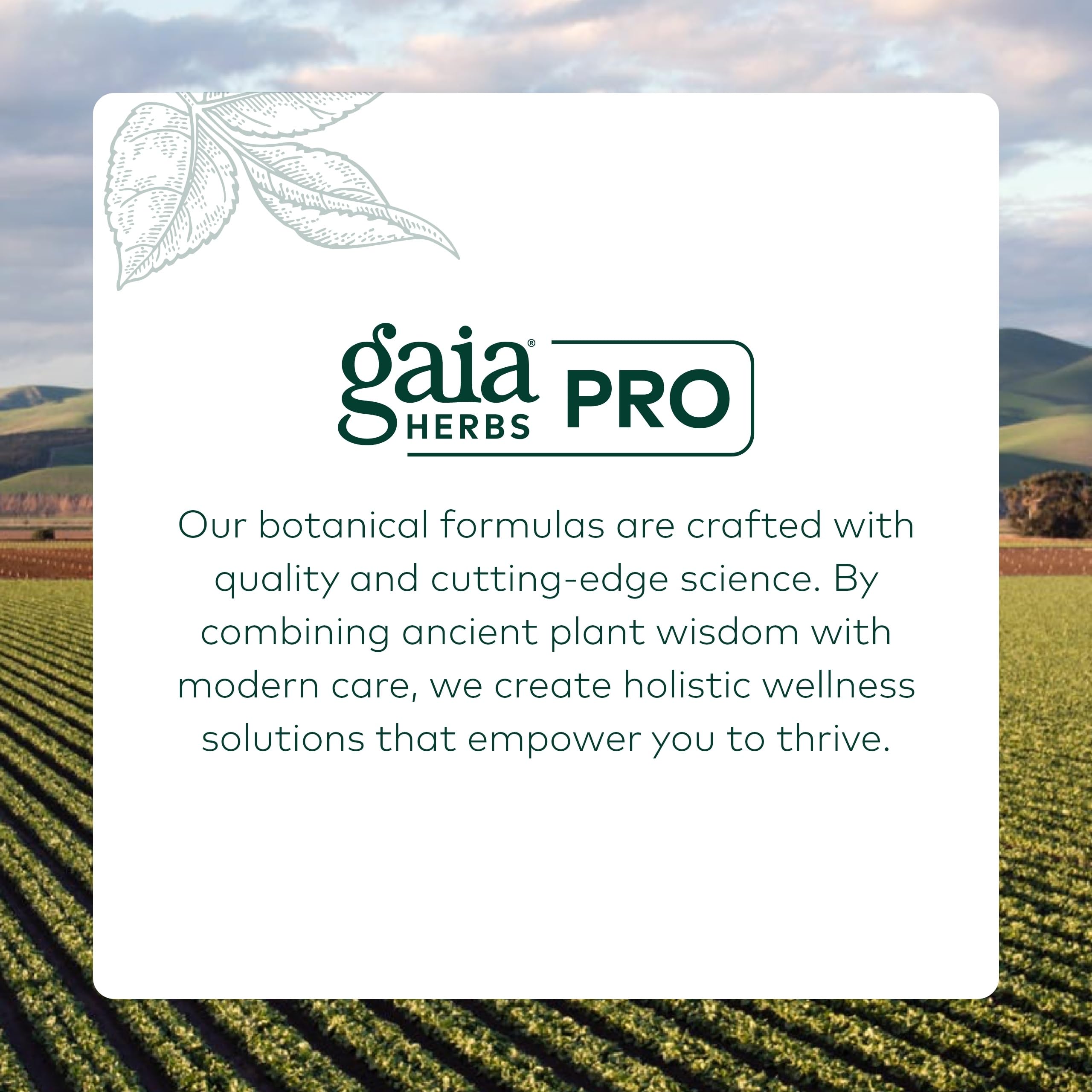 Gaia Herbs PRO liquid phyto-caps close-up hints on premium potency and easy swallowing
