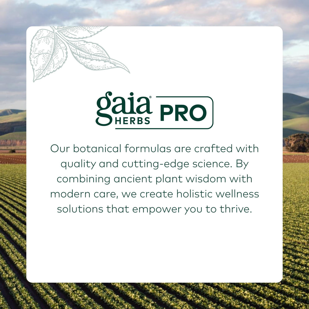 Gaia Herbs PRO liquid phyto-caps close-up hints on premium potency and easy swallowing