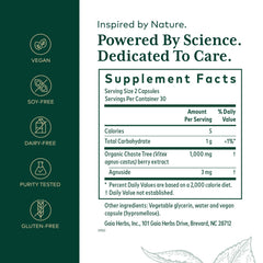 Gaia Herbs PRO Vitex Pro capsules ready for easy daily intake and support.