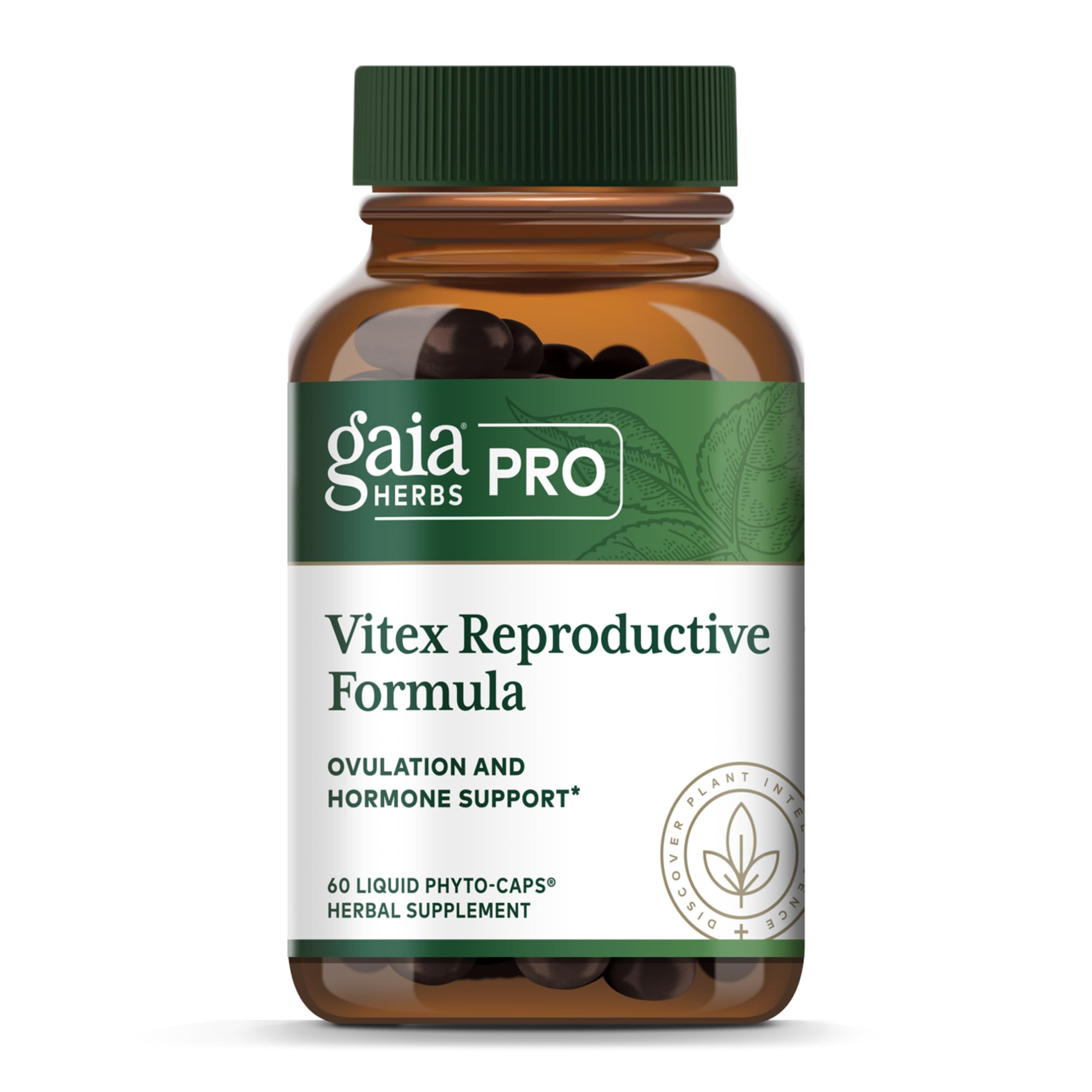 Gaia Herbs PRO Vitex bottle showing natural cycle support