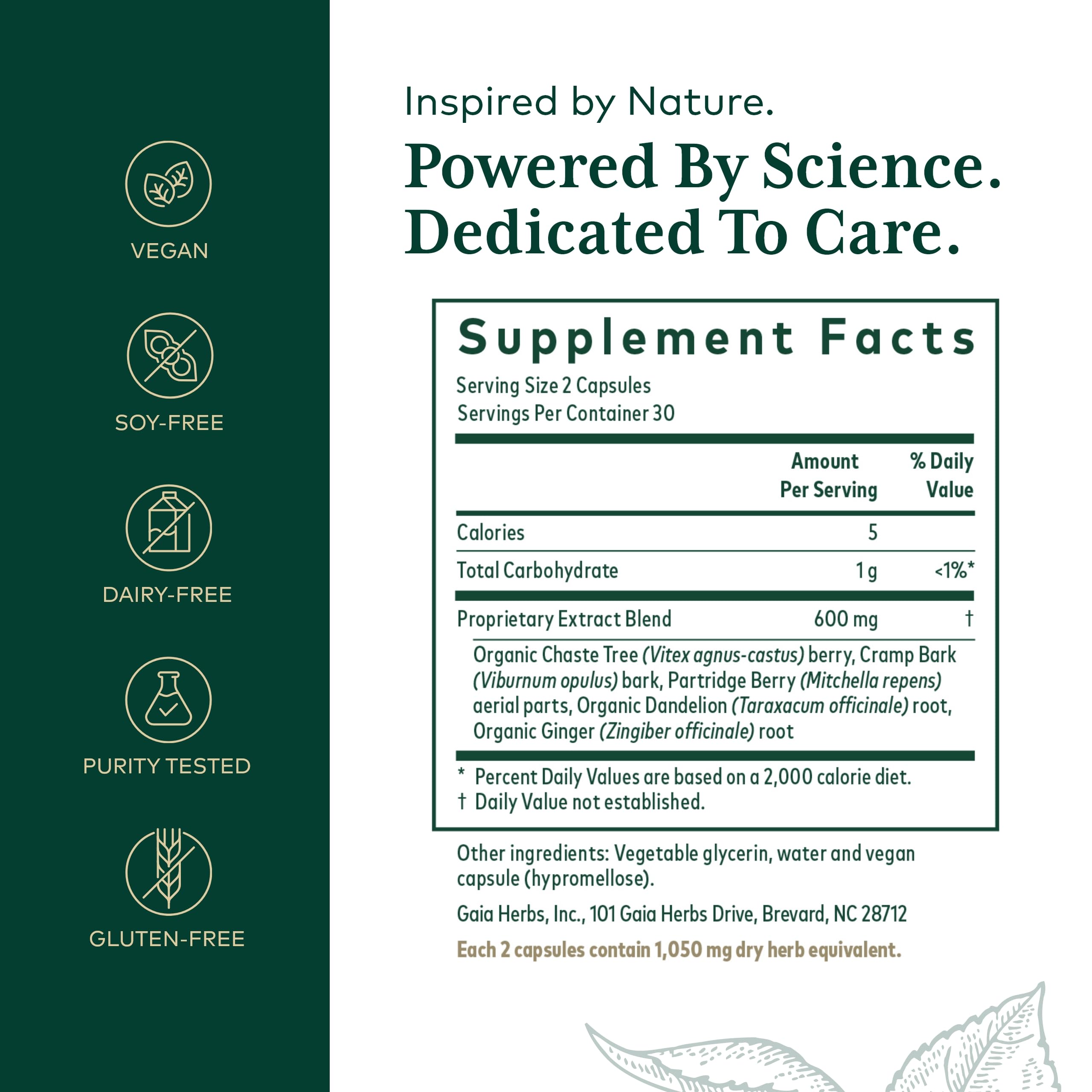 Gaia Herbs PRO Vitex label close-up highlighting chaste tree berry
