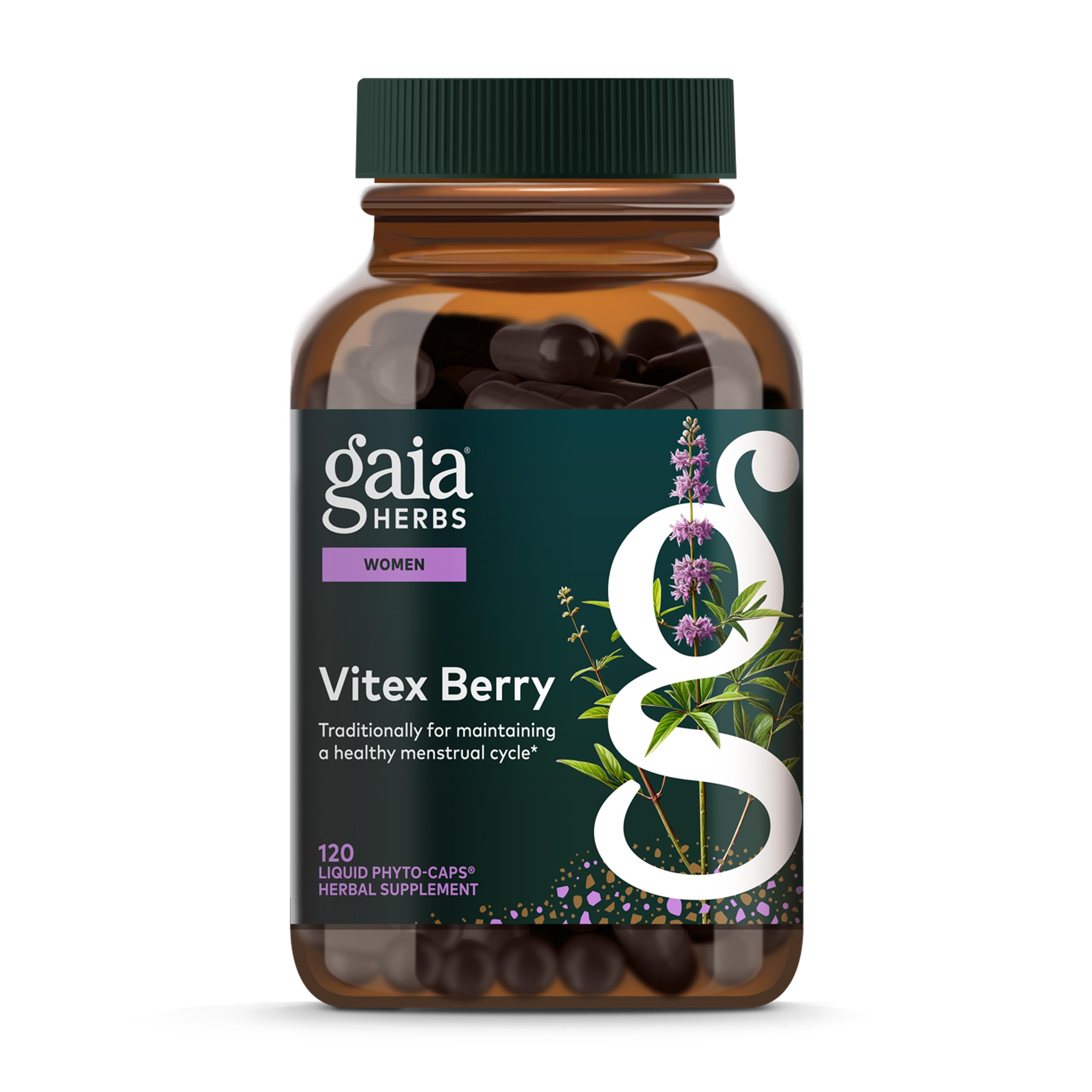 Gaia Herbs Vitex Berry bottle for women's cycle support