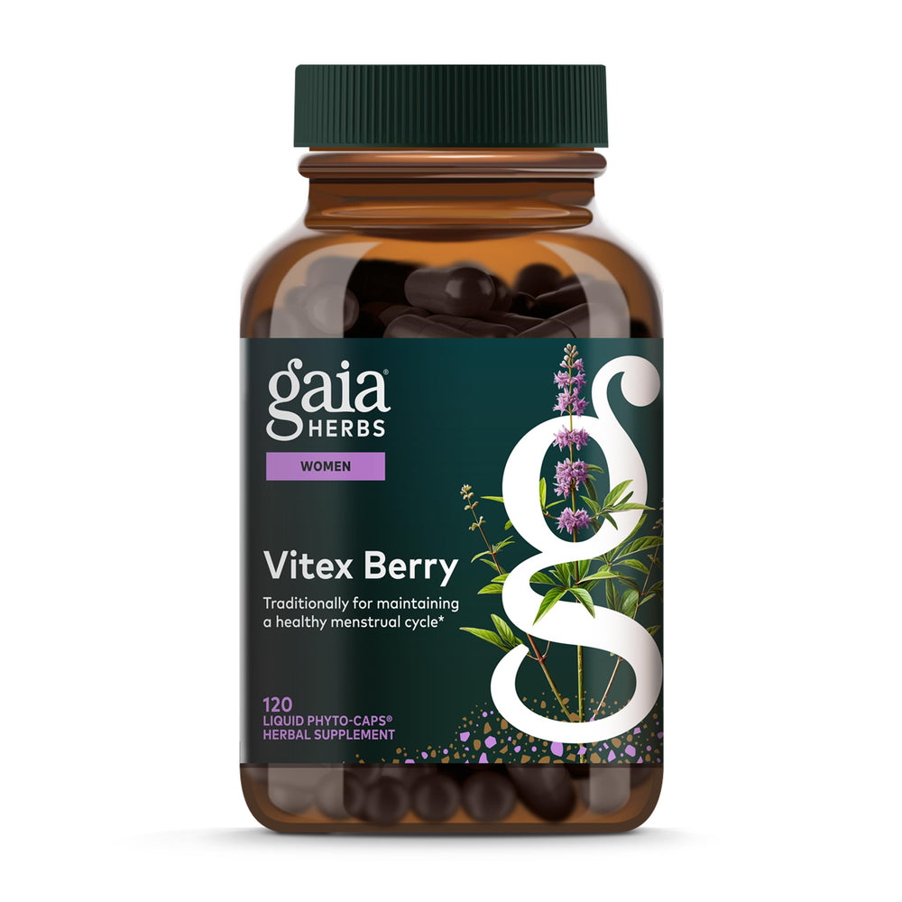 Gaia Herbs Vitex Berry bottle for women's cycle support