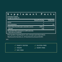 Gaia Herbs Vitex Berry capsules stacked, offering convenient daily vegan intake for potential hormone balance.