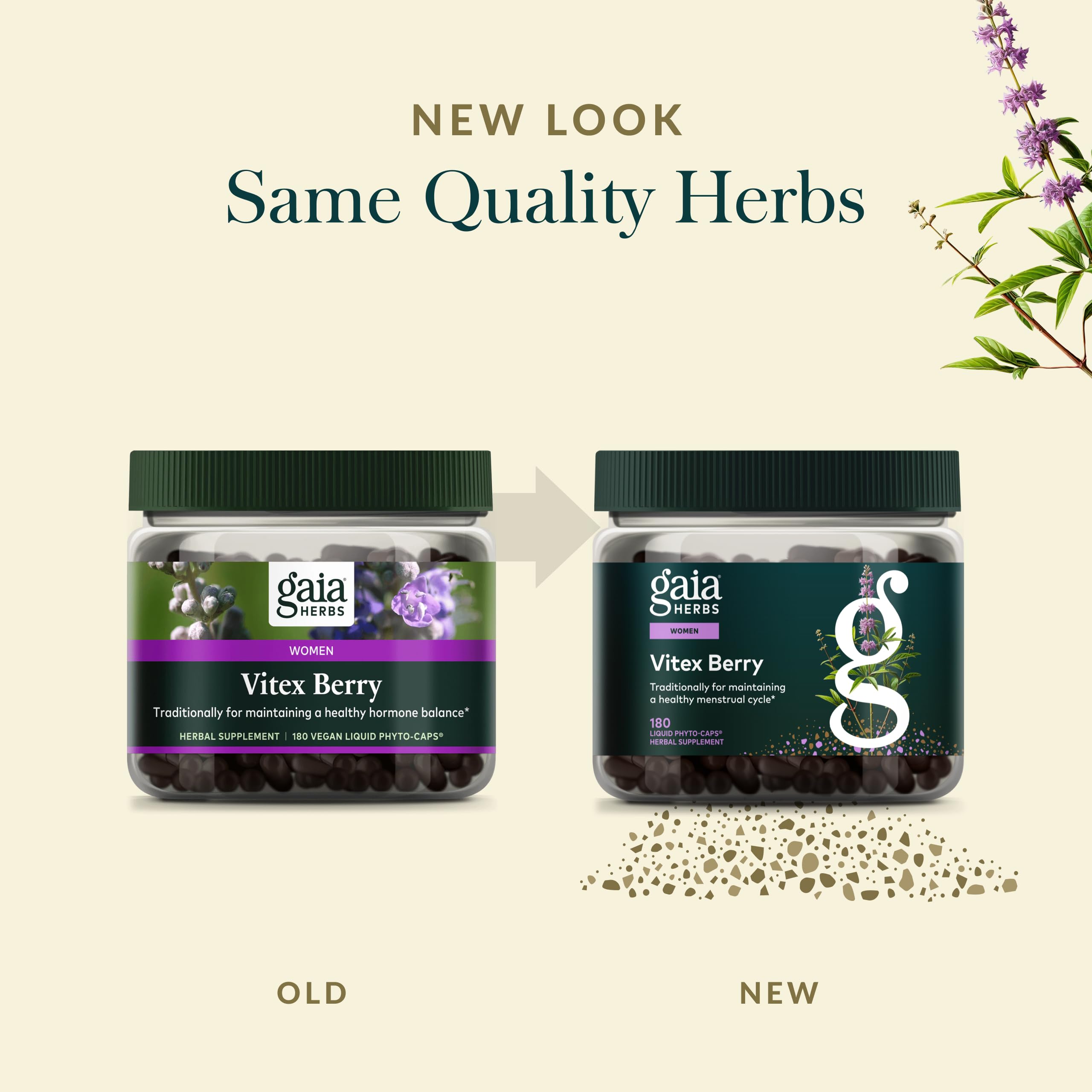 FairWILD fair trade packaging on Gaia Herbs Vitex Berry bottle, indicating responsible sourcing.