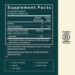 Gaia Herbs Vitex Berry label detail highlights FAIRWILD sourcing.