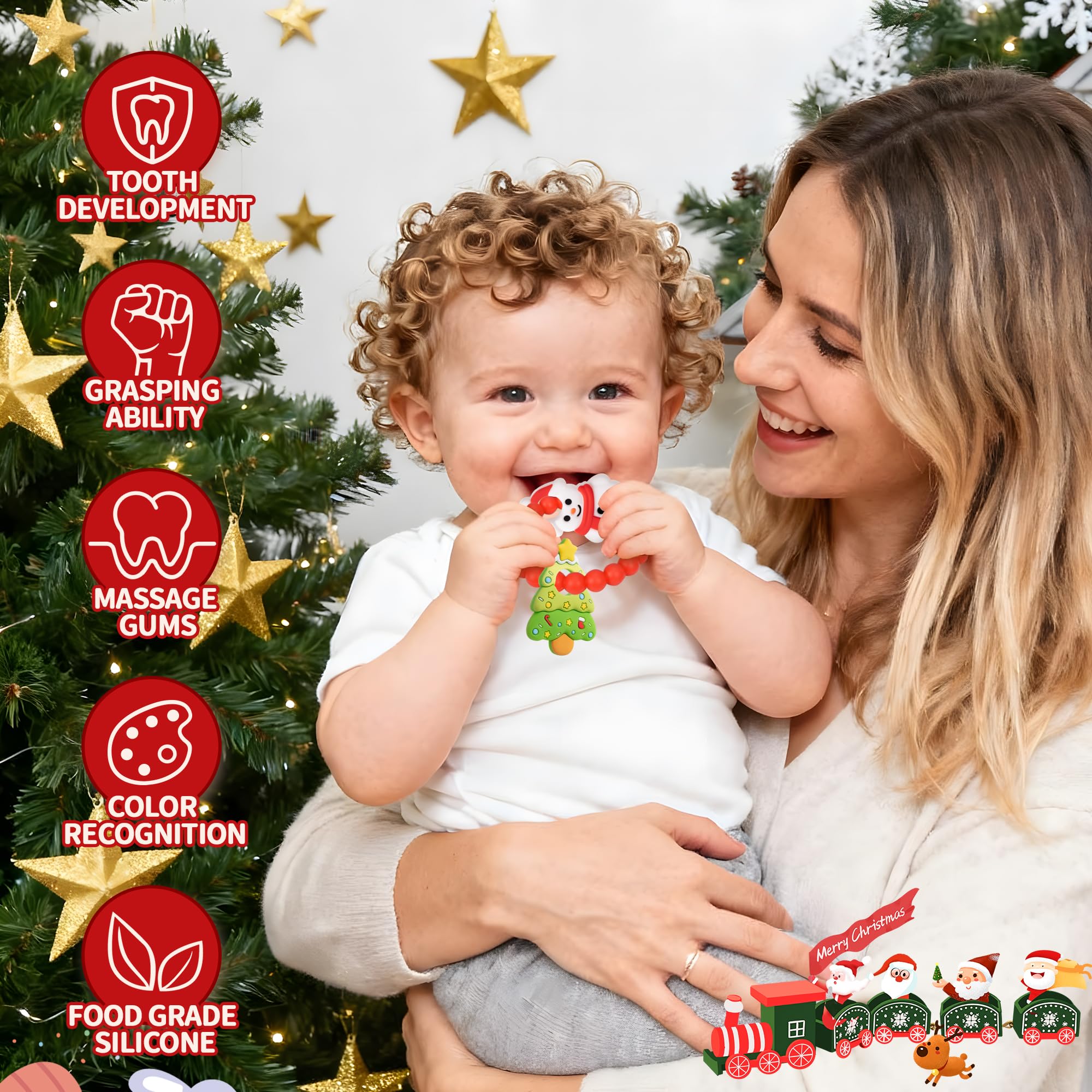 Gaiabliss Christmas stocking stuffer teether ideal for babies 3-12 months