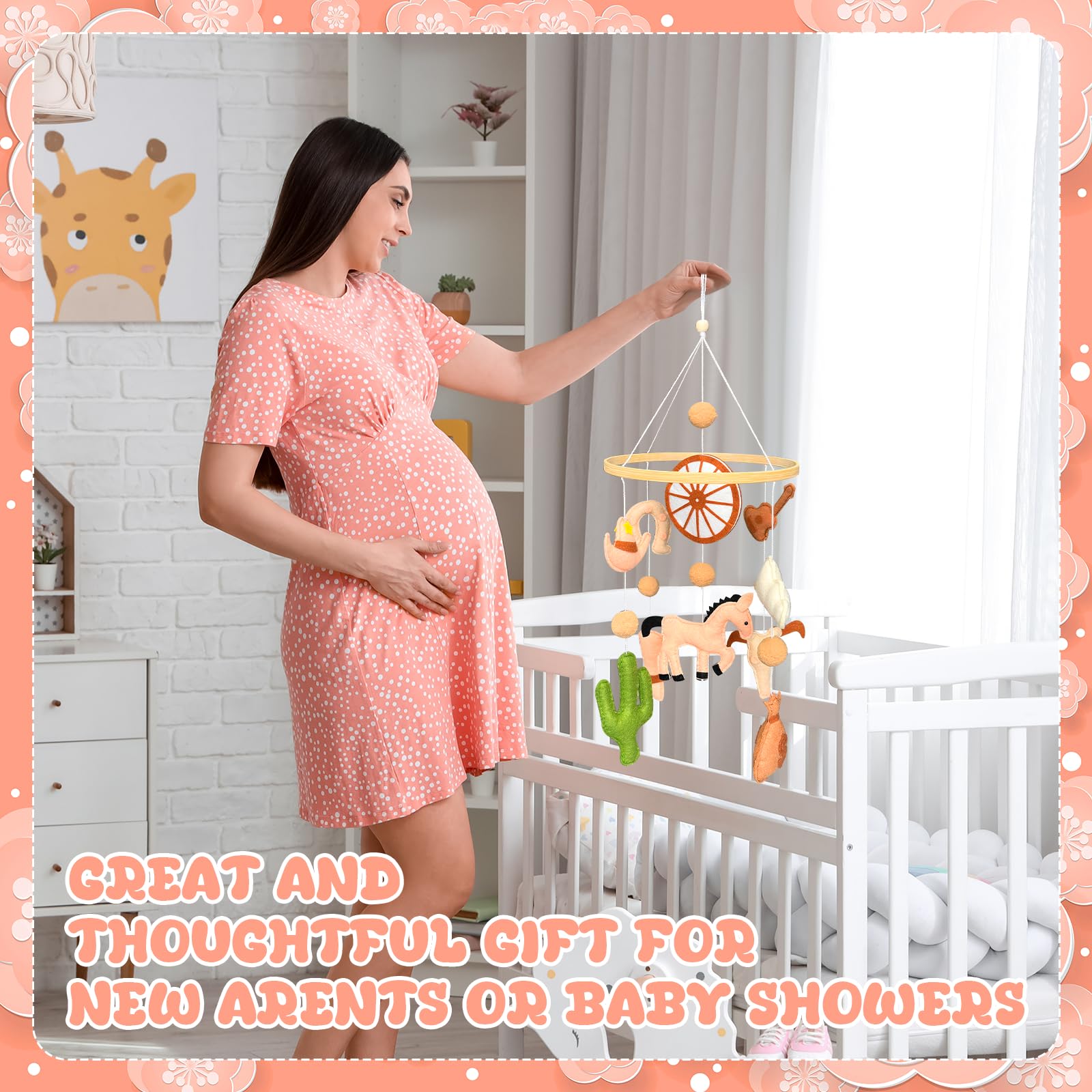 Gaiaring cowboy mobile room decor elevates newborn nursery atmosphere.