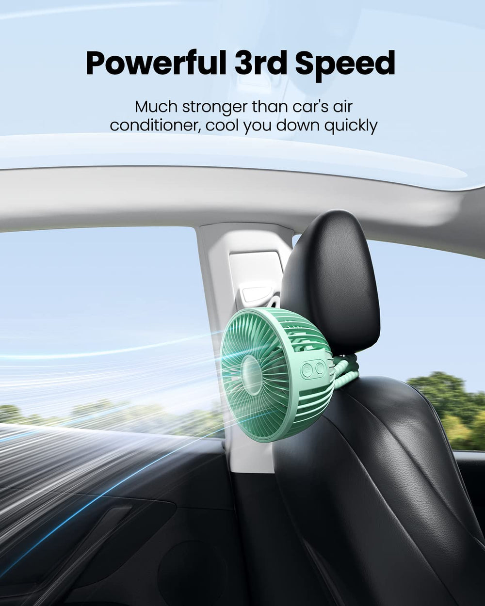 Gaiatop long life battery delivers 3–12 hours of airflow.