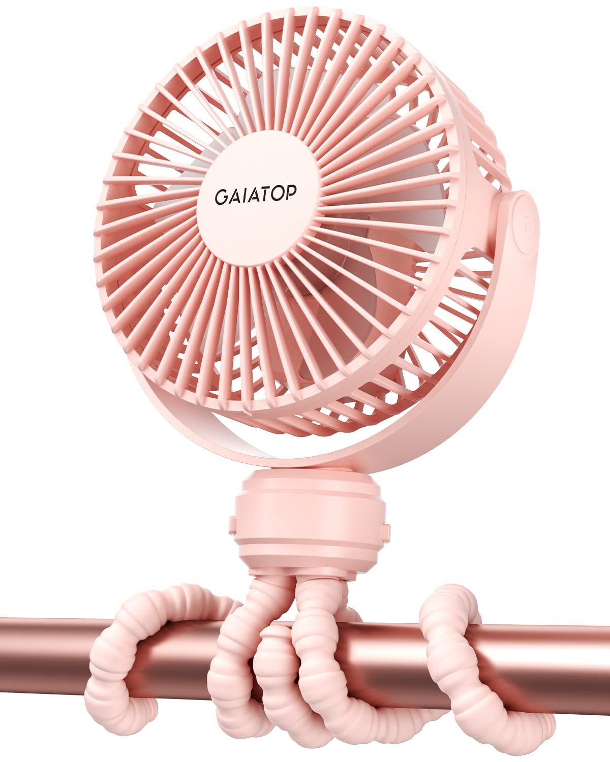 Gaiatop mini portable stroller fan closeup showing safe design and compact form.