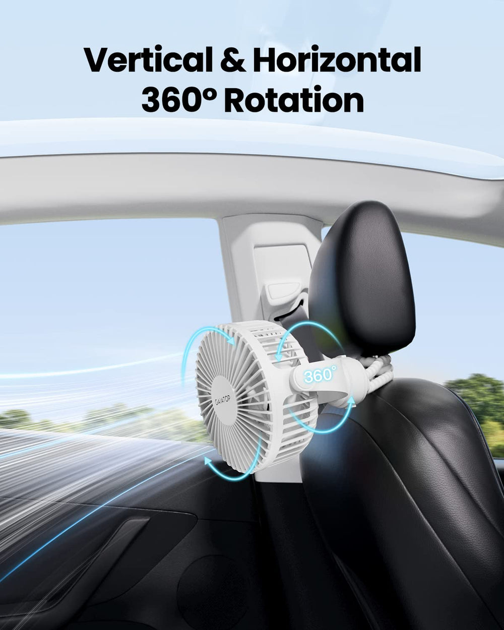 Gaiatop mini stroller fan 360-degree rotation for precise airflow