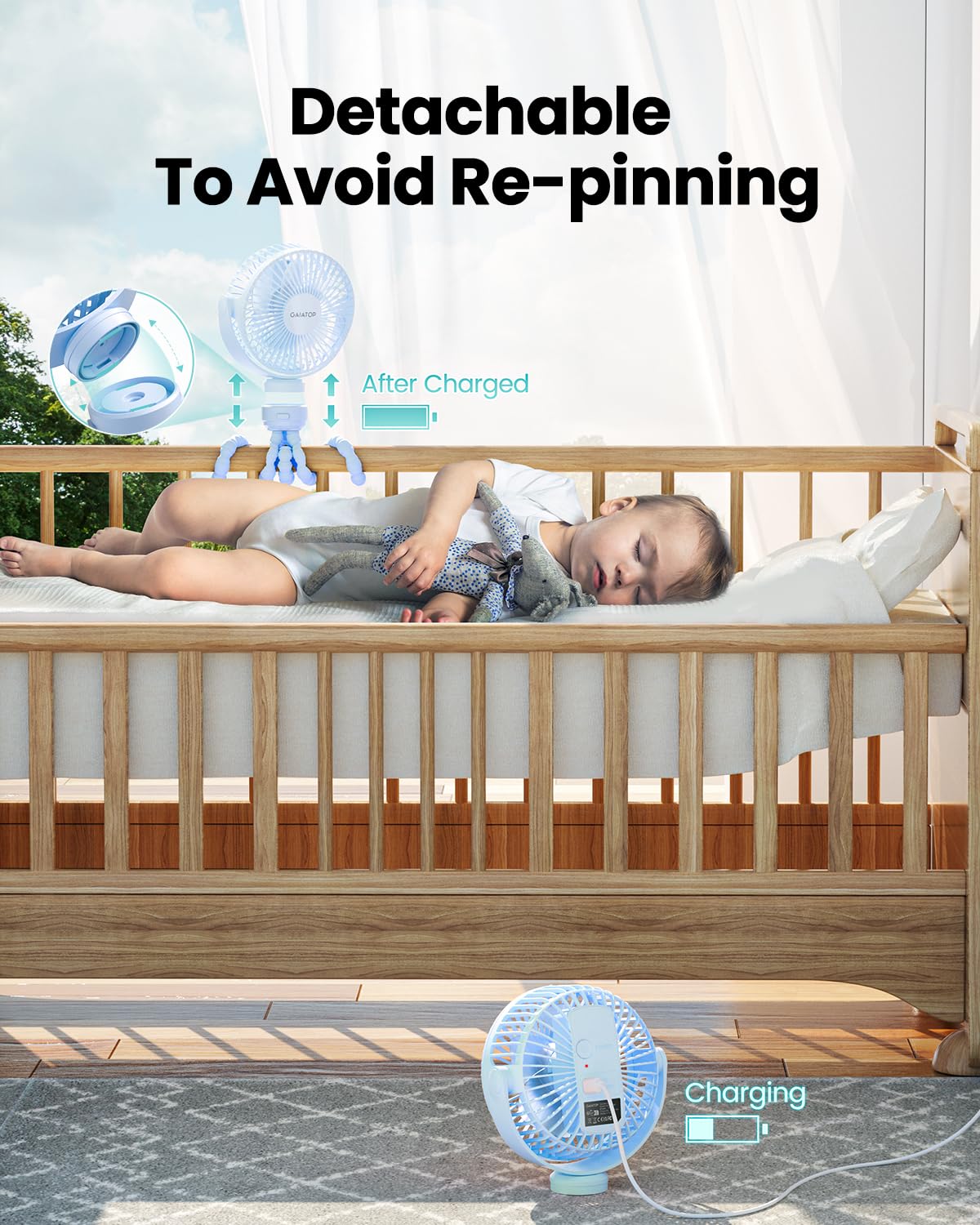 Gaiatop mini fan 360° rotation offers flexible comfort at any angle