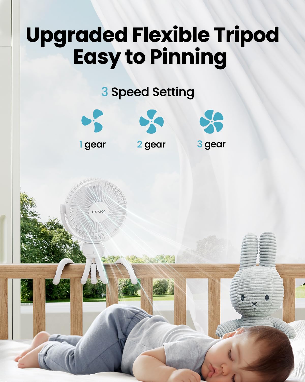 Gaiatop mini stroller fan detachable head enables charging on the go
