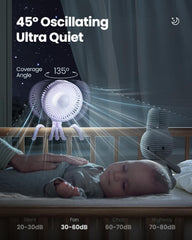 Gaiatop stroller fan with LED night light for nighttime use.