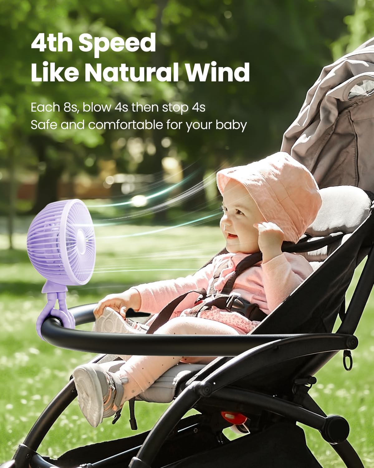 Gaiatop USB-C rechargeable fan for long-lasting power on trips.
