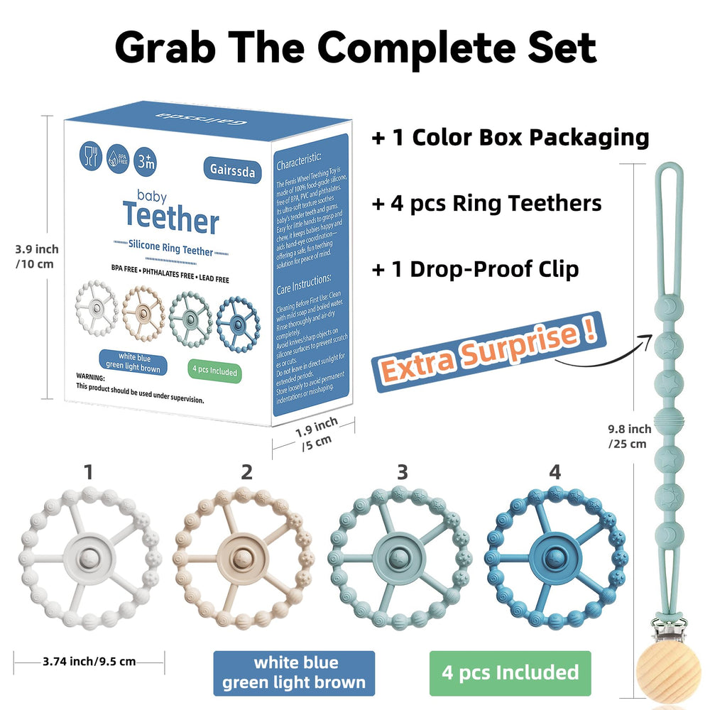Gairssda BPA-free-silicone-teether safe for chewing during teething.