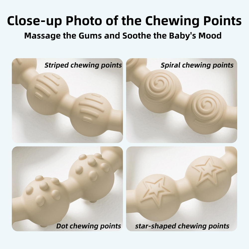 Gairssda silicone clip-secure-attachment keeps the teether secure on clothing.