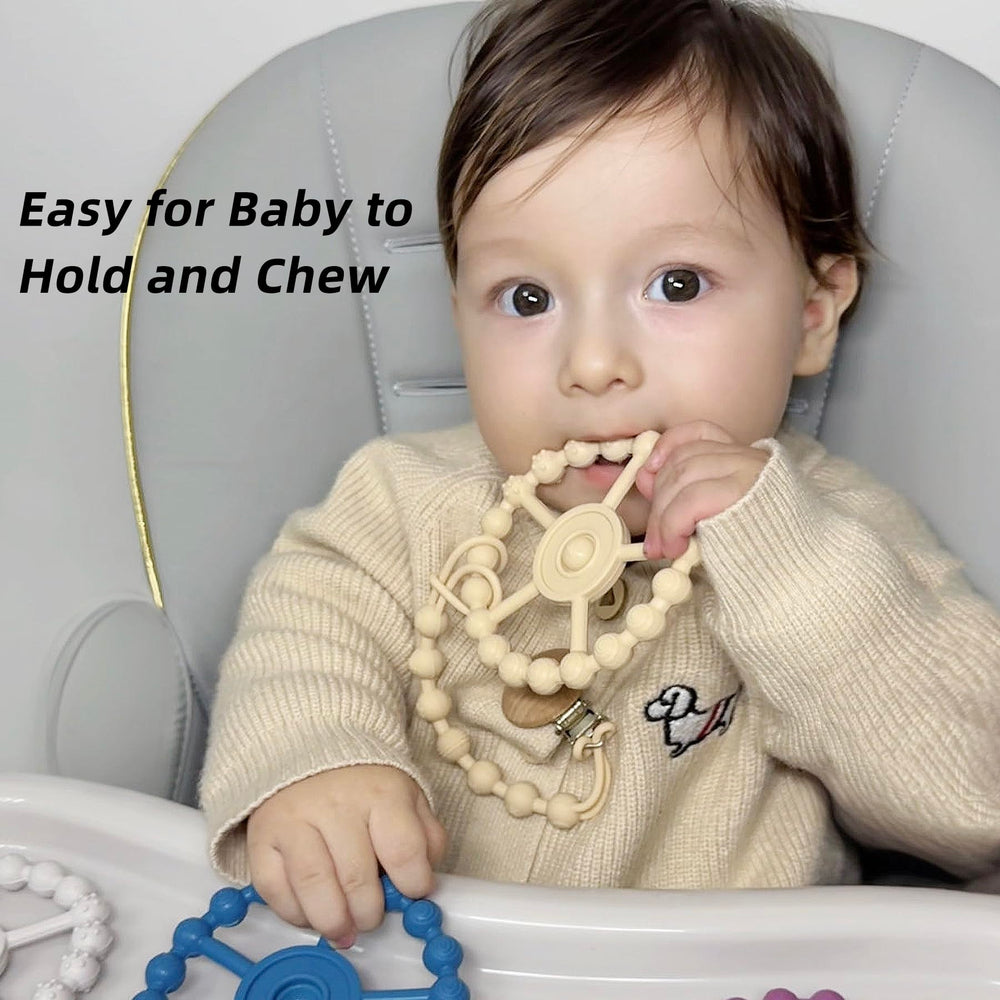 Gairssda teether-cooling feature provides gentle cooling relief for sensitive gums.