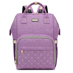 GAIVP diaper bag backpack front view with unisex purple exterior, durable for daily outings.