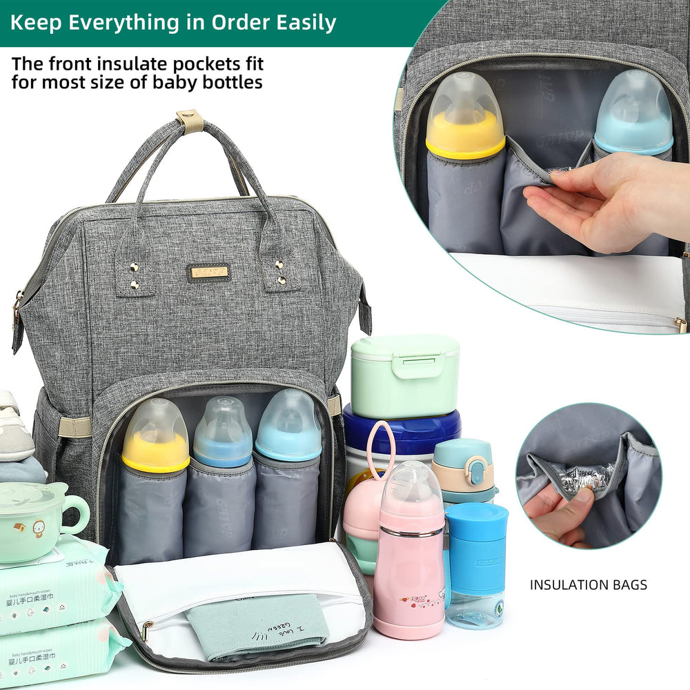 GAIVP diaper bag backpack insulated bottle pocket keeps drinks at temperature on the go.