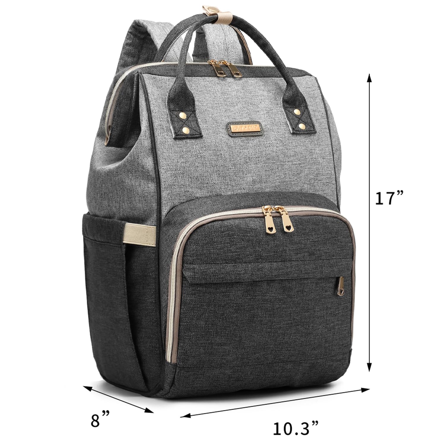 GAIVP diaper bag backpack interior layout showing spacious compartments for outfits and nappies