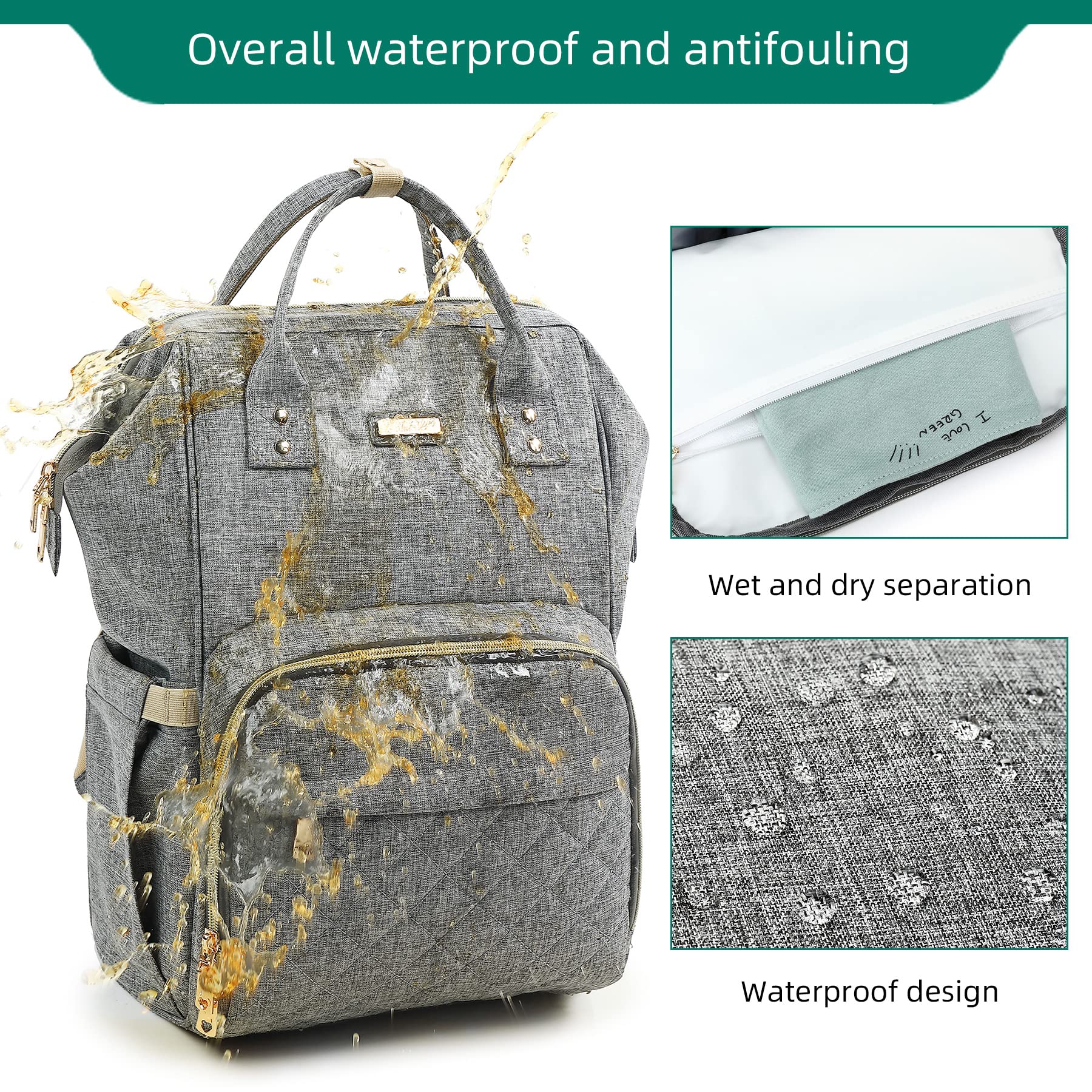 GAIVP diaper bag backpack with stroller strap option frees hands during strolls.