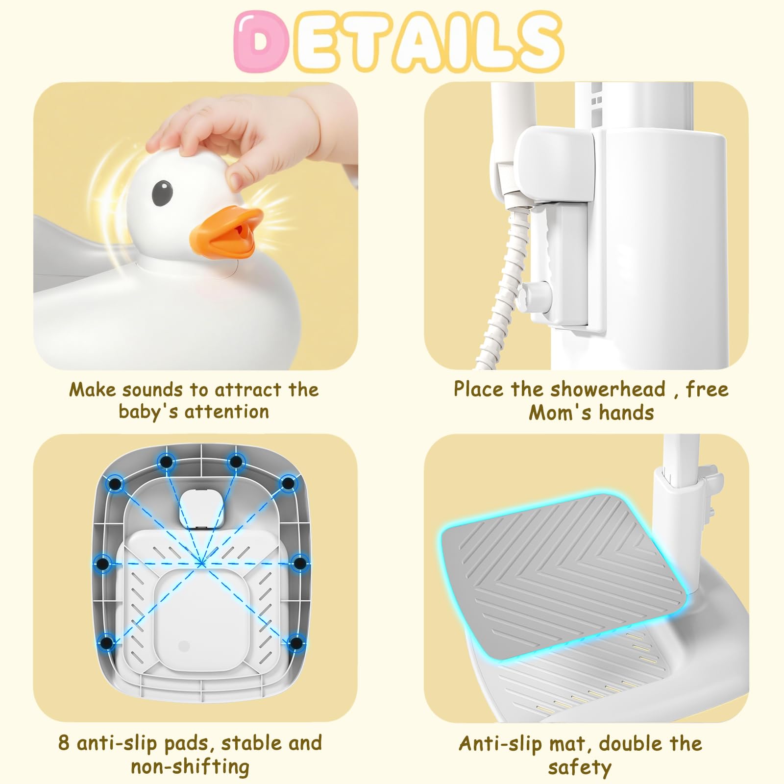Gakfawd anti-slip bottom rings and mat for safer tub time