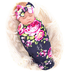 Galabloomer headband with blue rose bow, ideal for photo-ready baby looks.