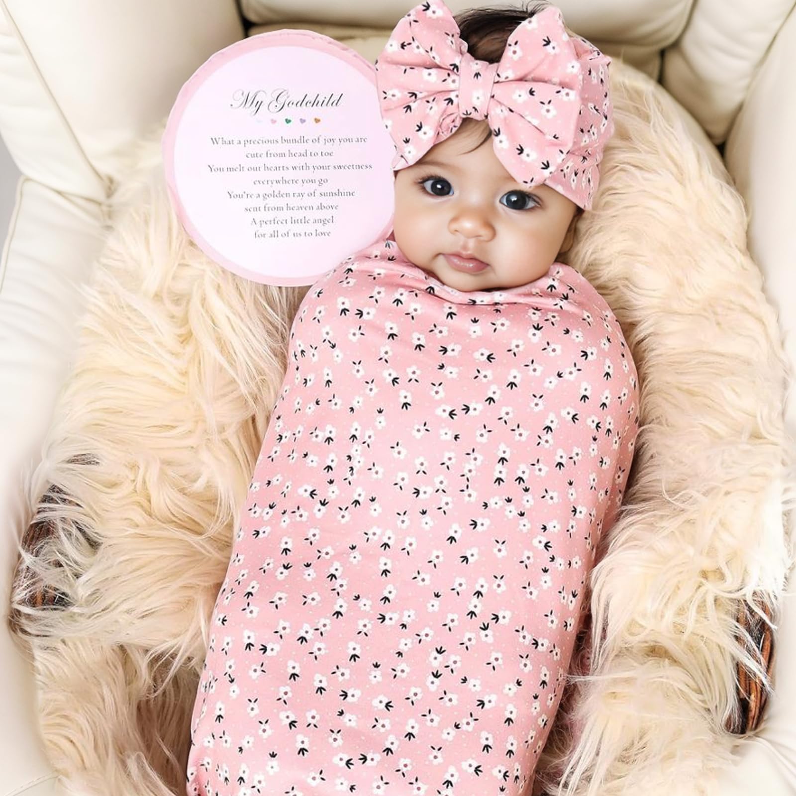 Galabloomer headband set flower print complements outfits while gentle fabric stays soft on tiny heads.